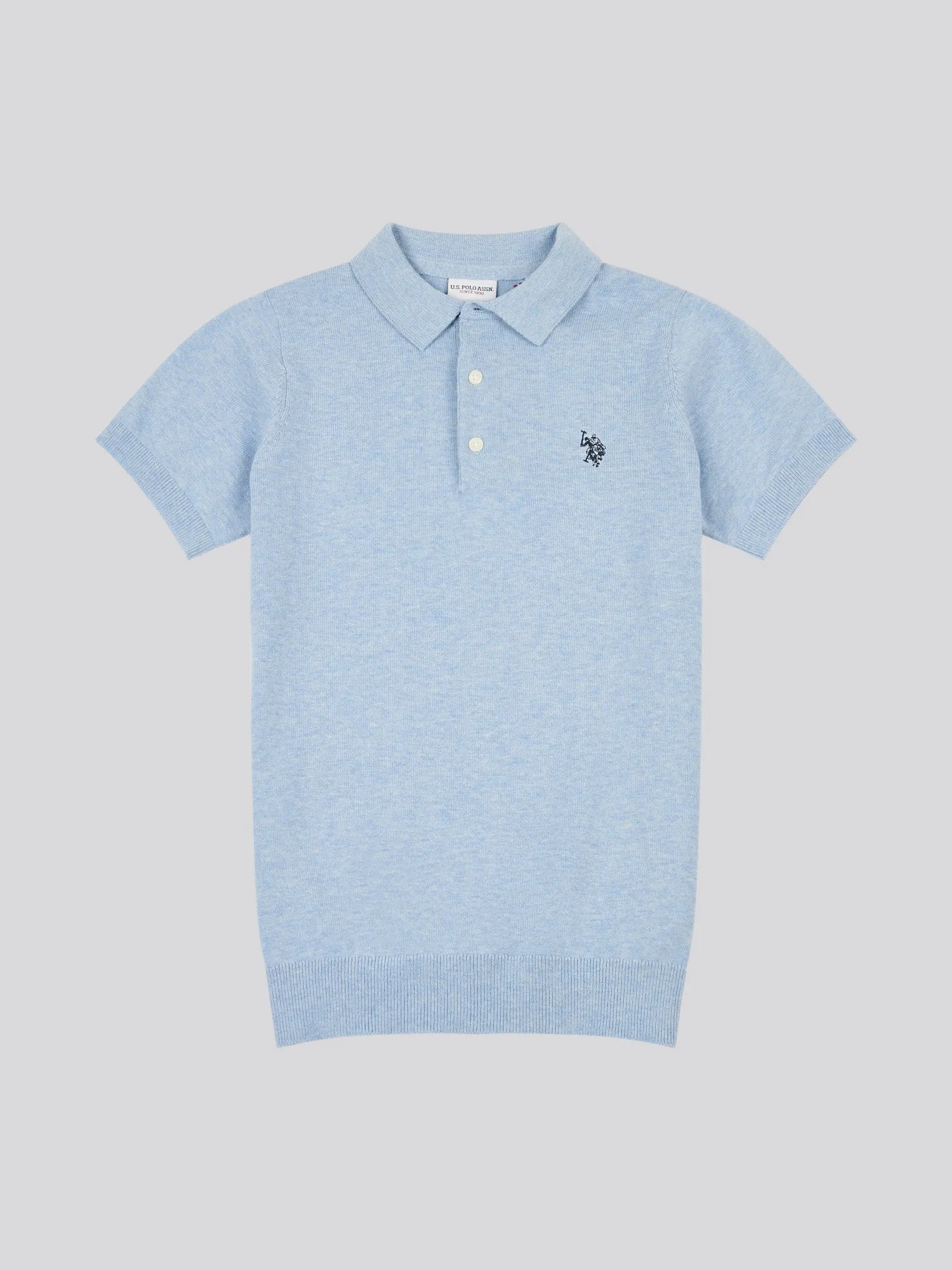 Boys Combed Cotton Polo Shirt in Parisian Blue Marl