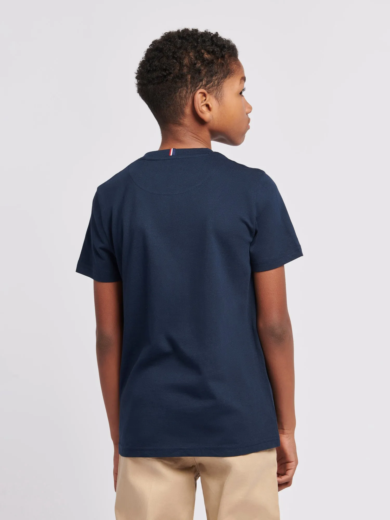 Boys Double Horsemen T- Shirt in Dark Sapphire Navy / Haute Red DHM