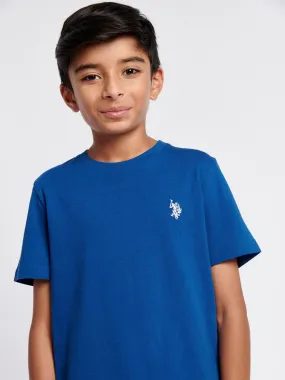 Boys Double Horsemen T- Shirt in Navy Peony