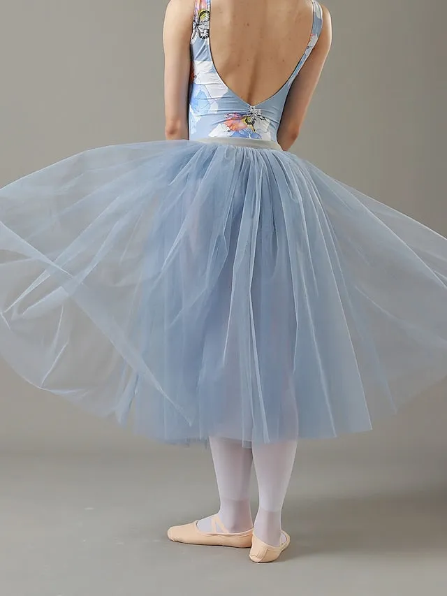 Breathable Ballet Skirts Ballroom Solid Tulle Women's Training Performance High Polyester Chiffon