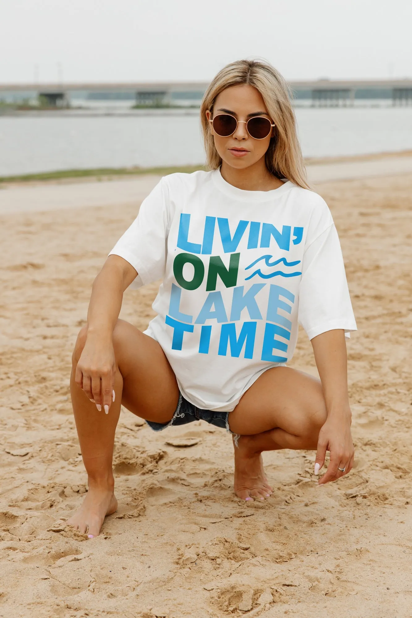 CANT BE BOTHERED AT THE LAKE OVERSIZED VINTAGE WASH TEE