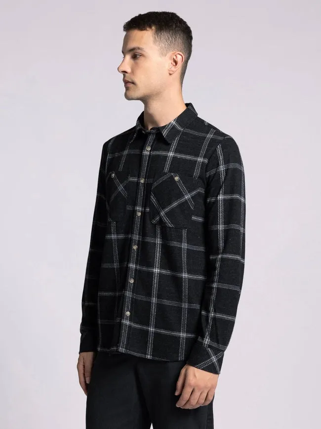 Clark Shirt - Long Sleeve Button Up BLACK CREAM PLAID