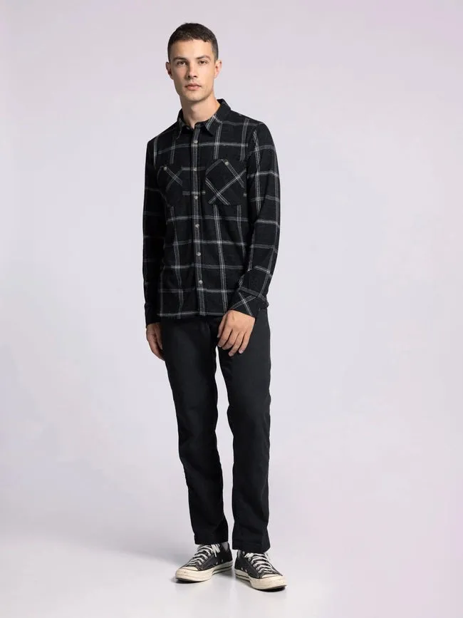 Clark Shirt - Long Sleeve Button Up BLACK CREAM PLAID