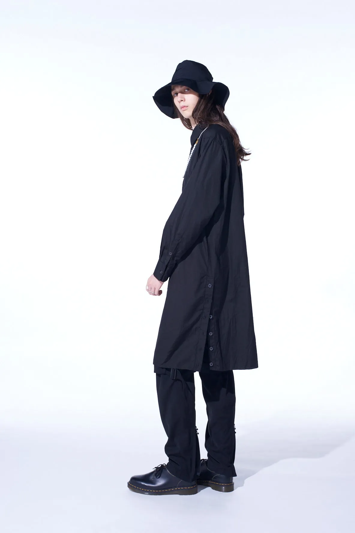 COTTON BROAD BUTTON SLITS LONG SHIRT