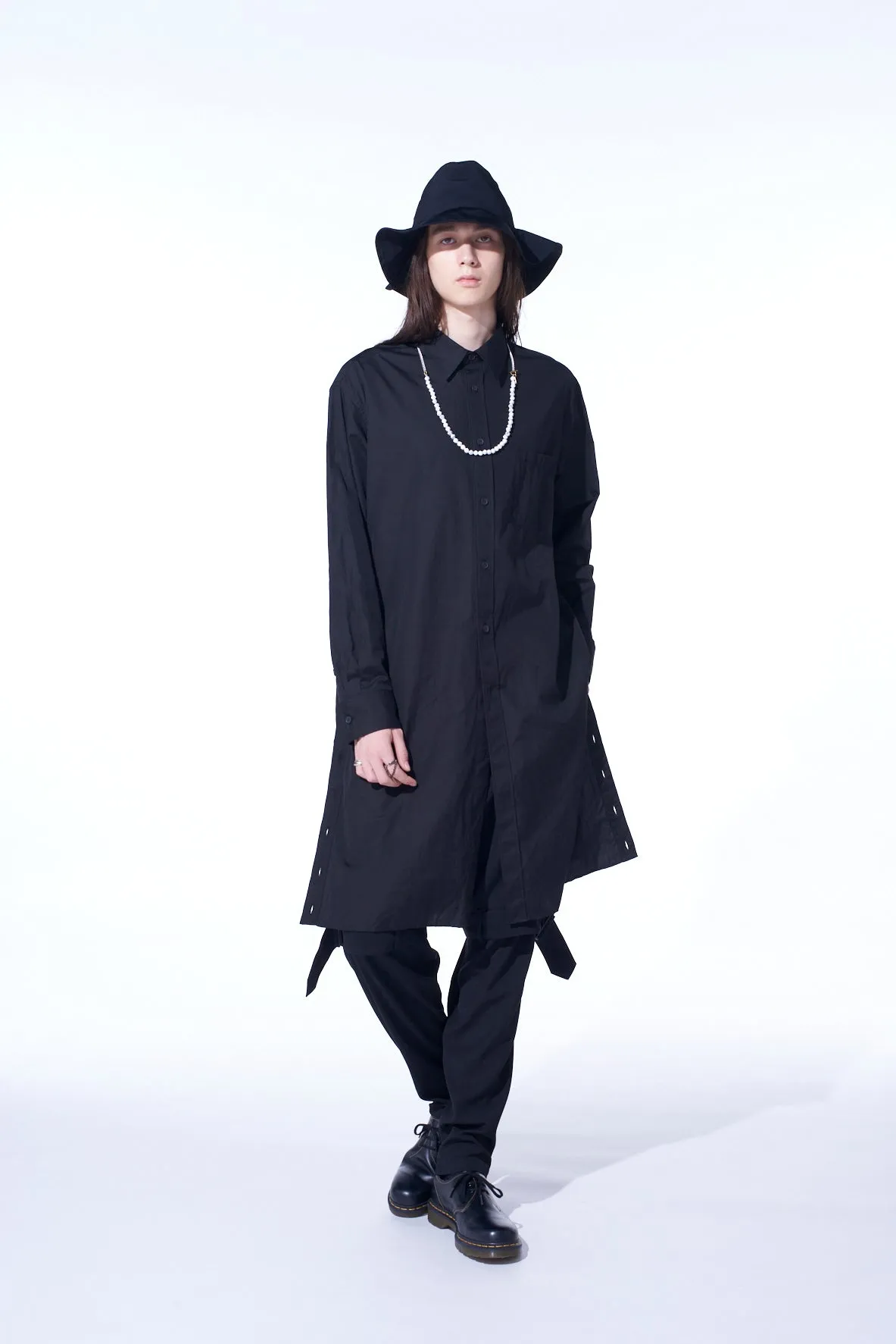 COTTON BROAD BUTTON SLITS LONG SHIRT