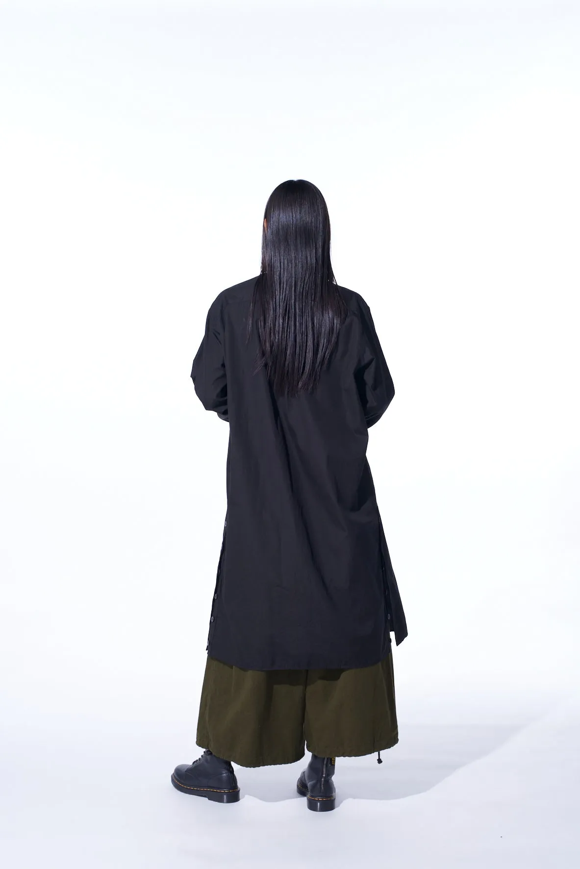 COTTON BROAD BUTTON SLITS LONG SHIRT