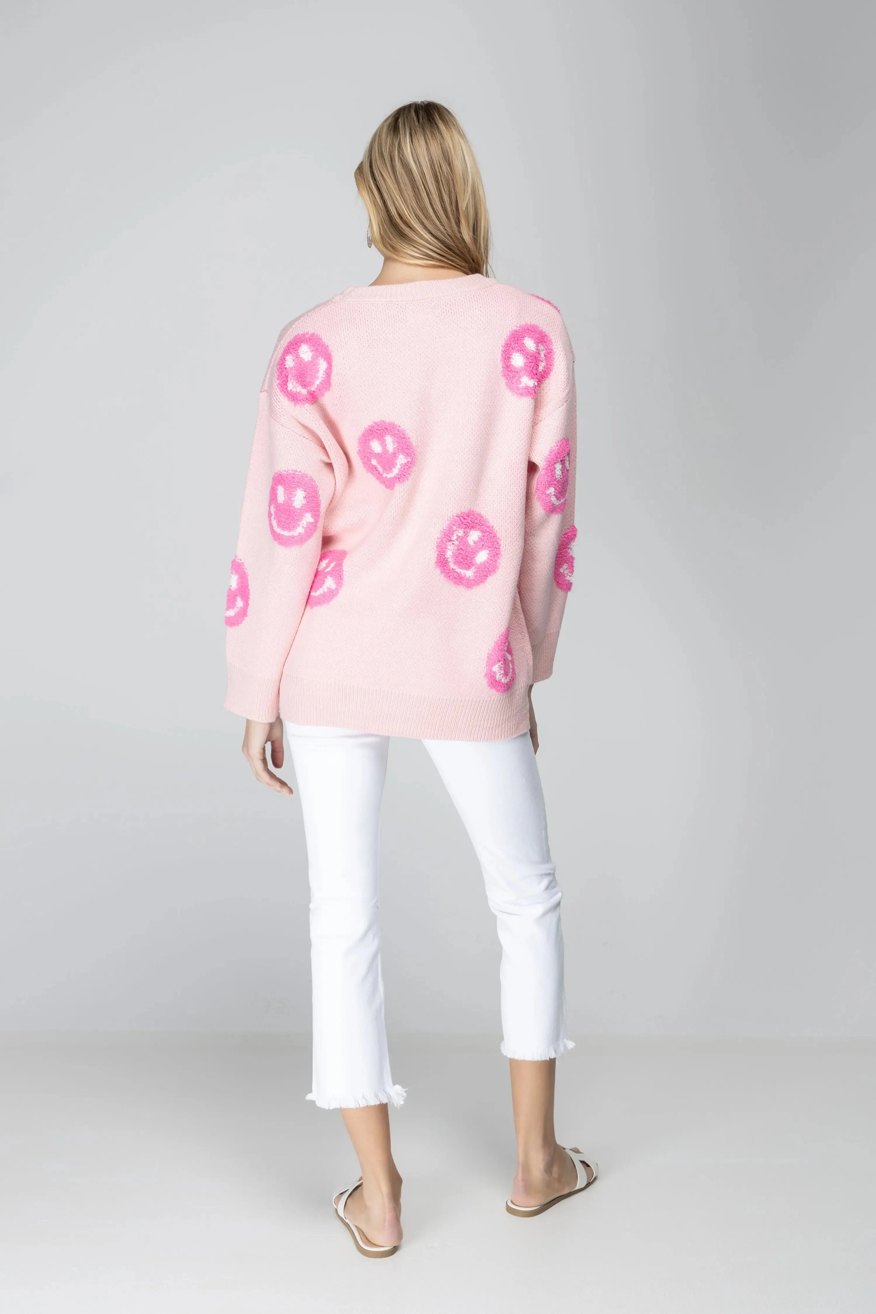 Cuteness Overloaded Pink Happy Face Sweater