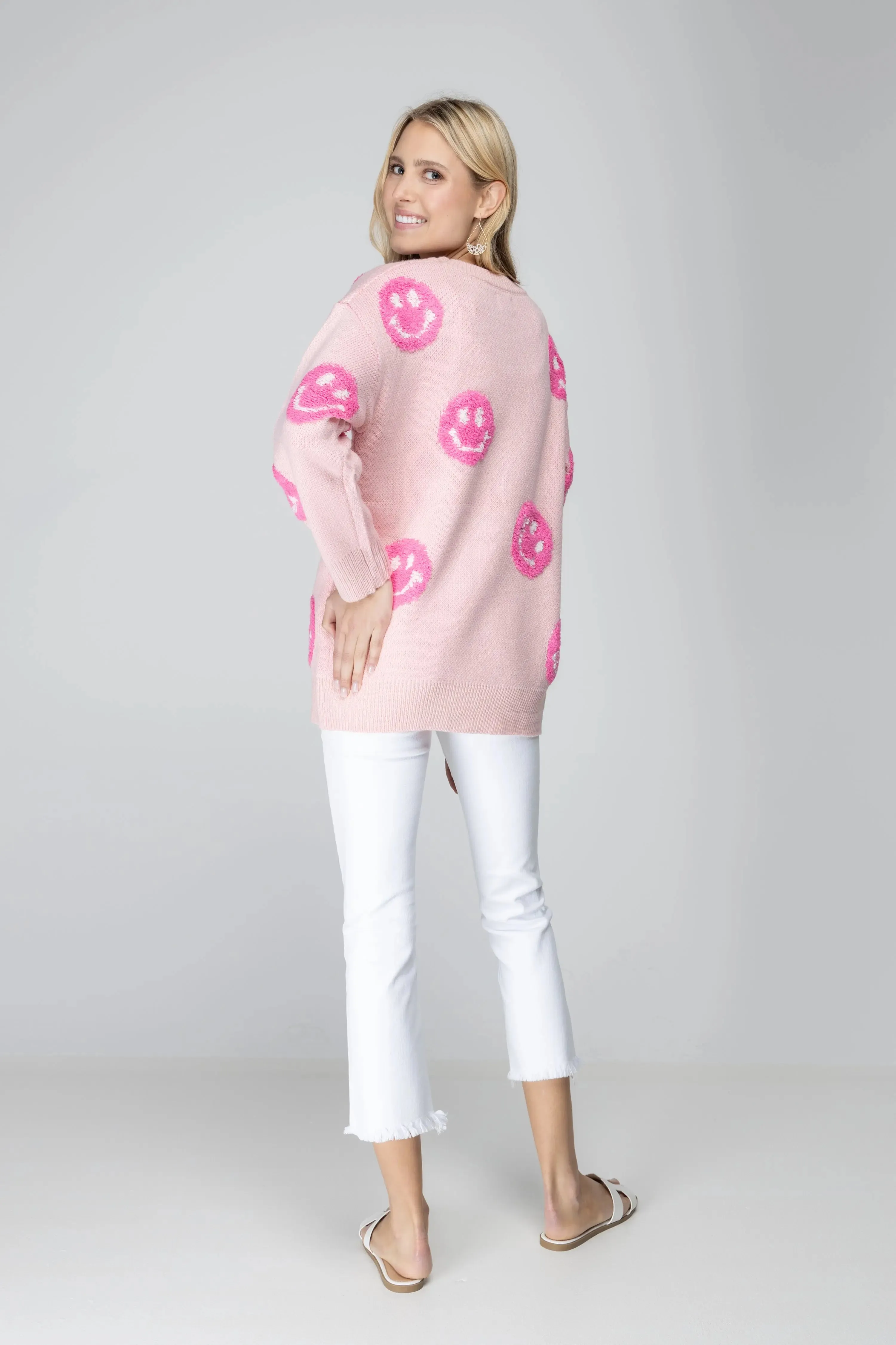 Cuteness Overloaded Pink Happy Face Sweater