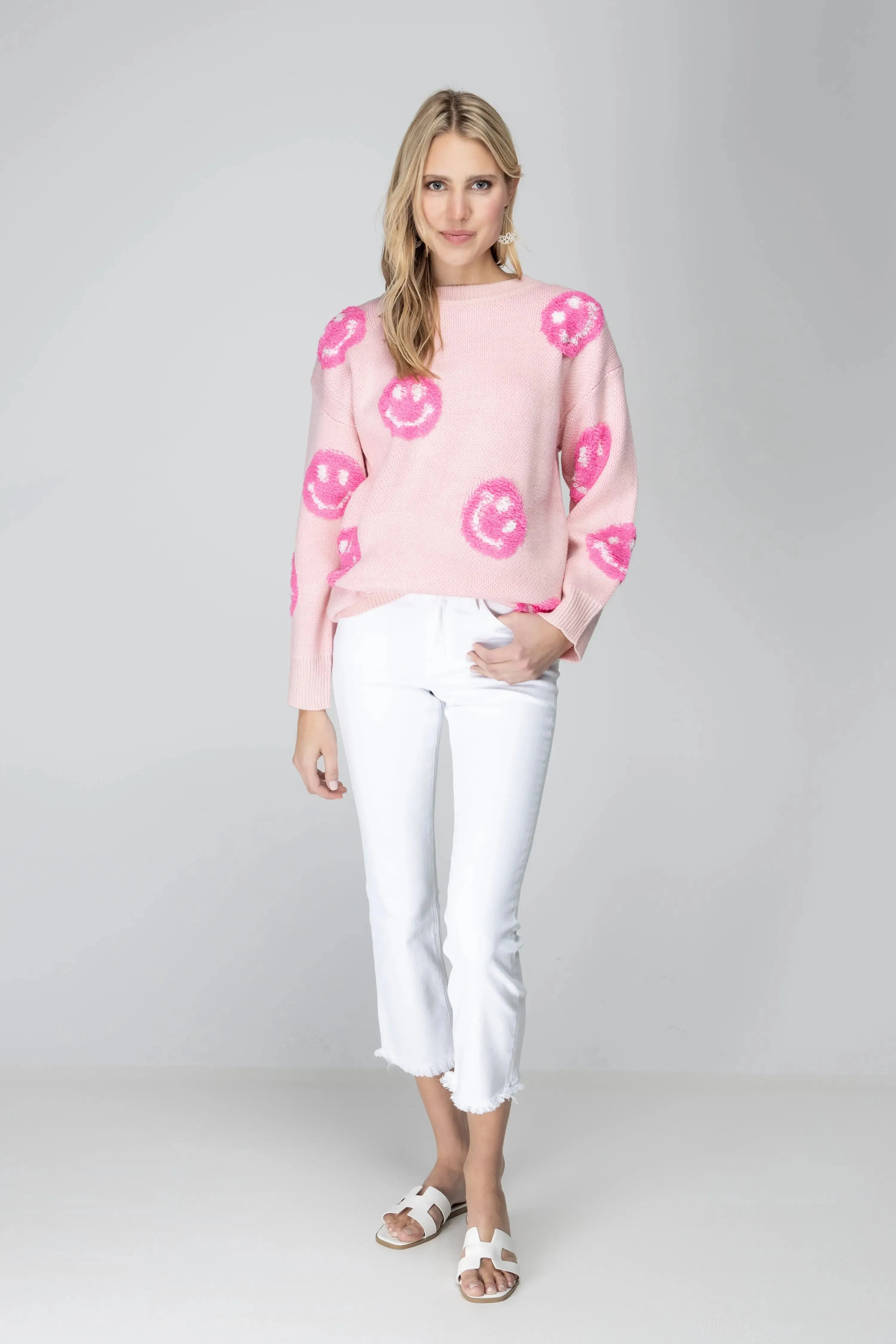 Cuteness Overloaded Pink Happy Face Sweater