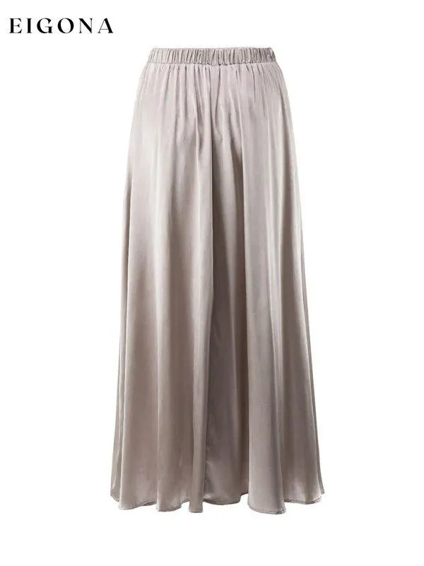 Elegant high-waisted satin satin long skirt