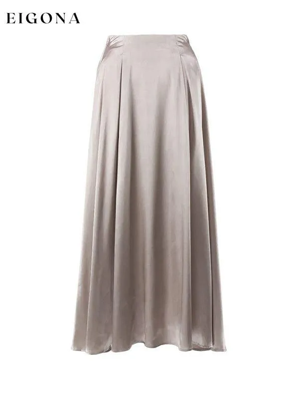 Elegant high-waisted satin satin long skirt