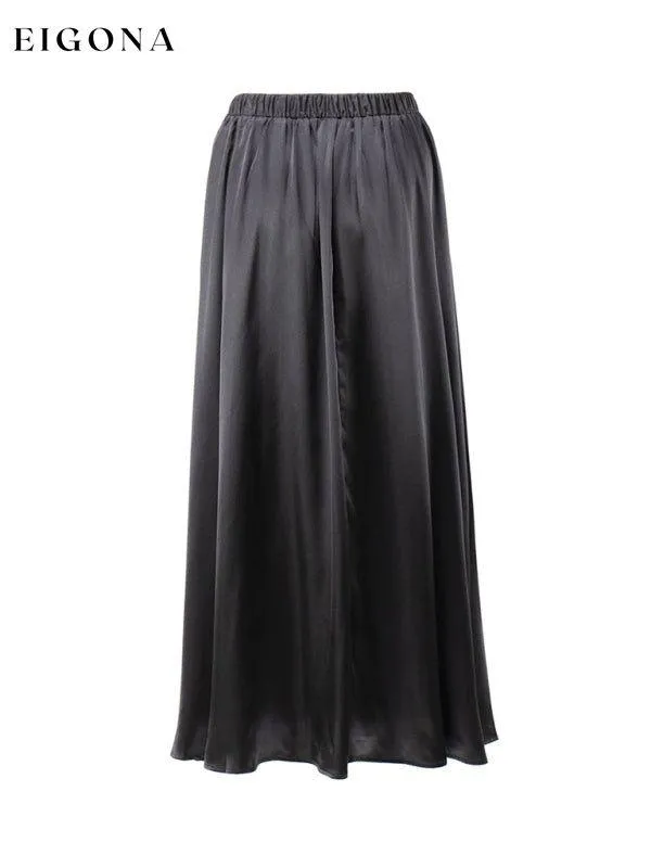 Elegant high-waisted satin satin long skirt