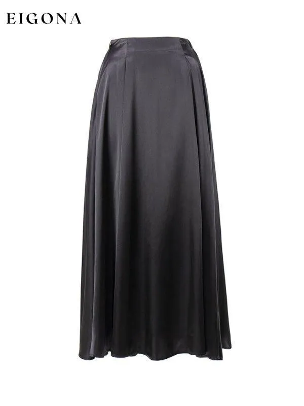 Elegant high-waisted satin satin long skirt