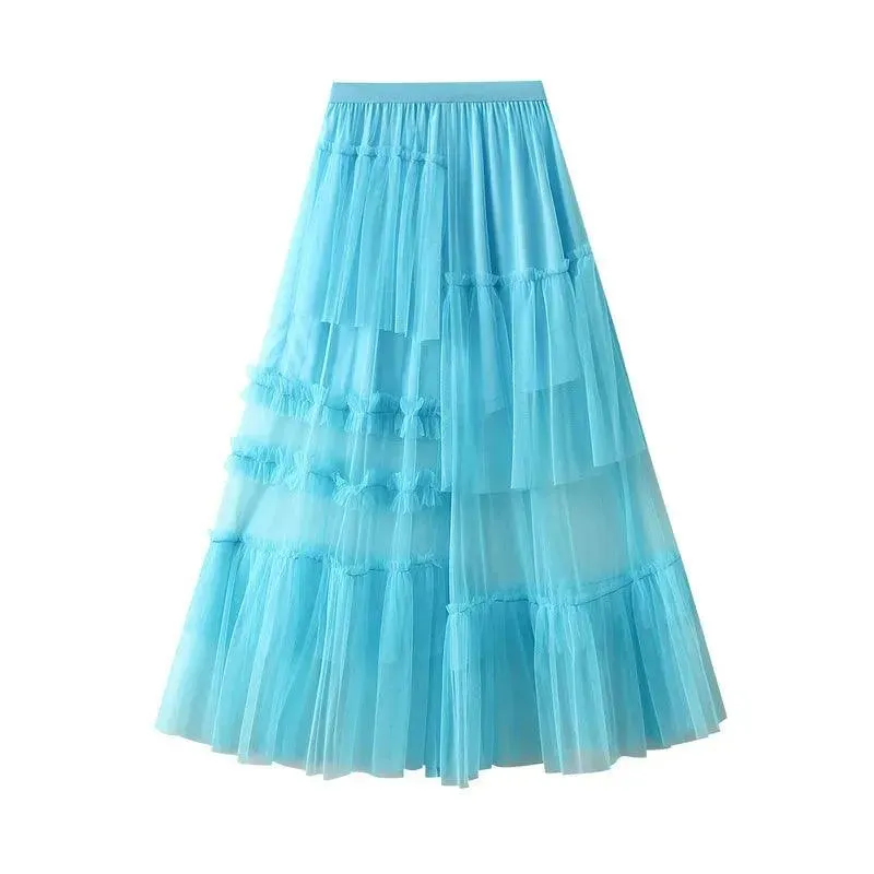 Elegant Mesh Splicing Skirt for Women