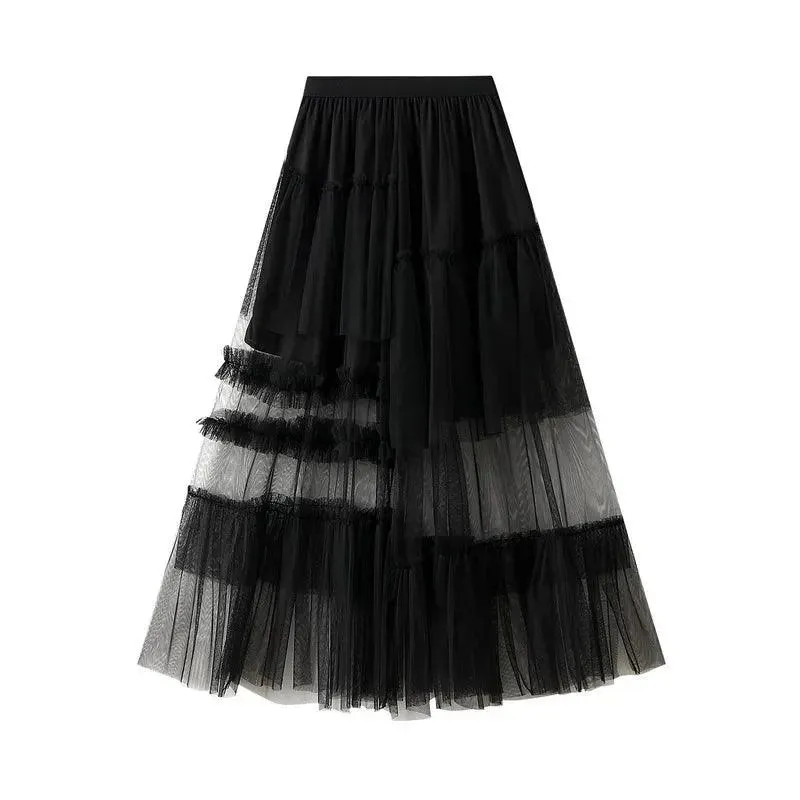 Elegant Mesh Splicing Skirt for Women