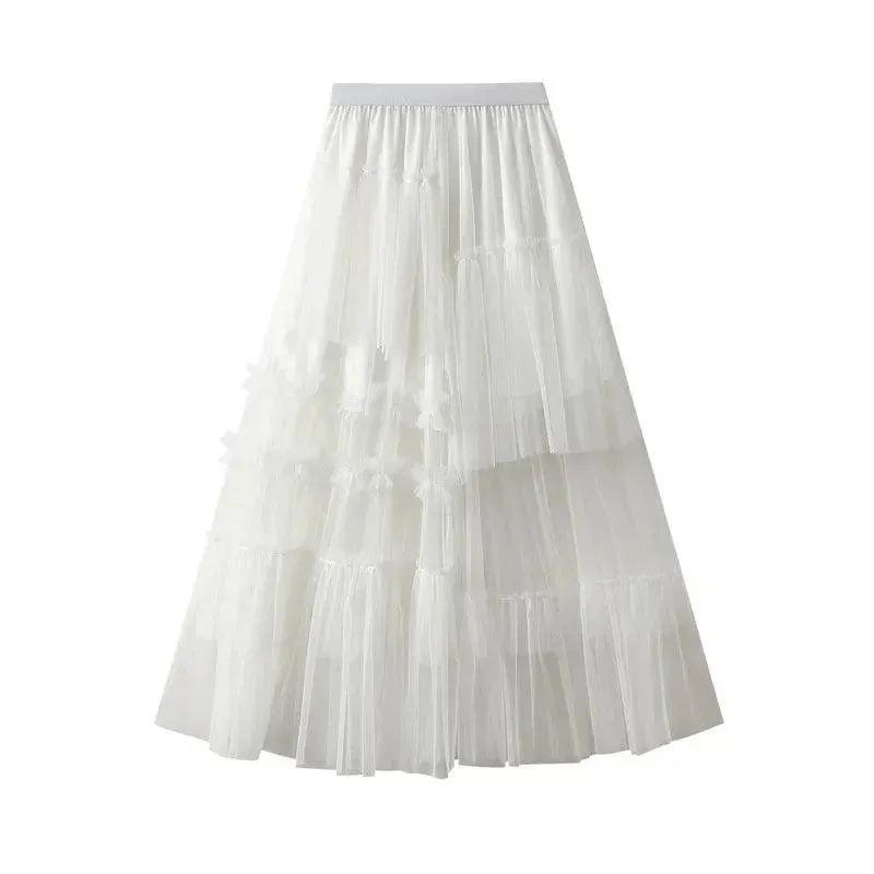 Elegant Mesh Splicing Skirt for Women