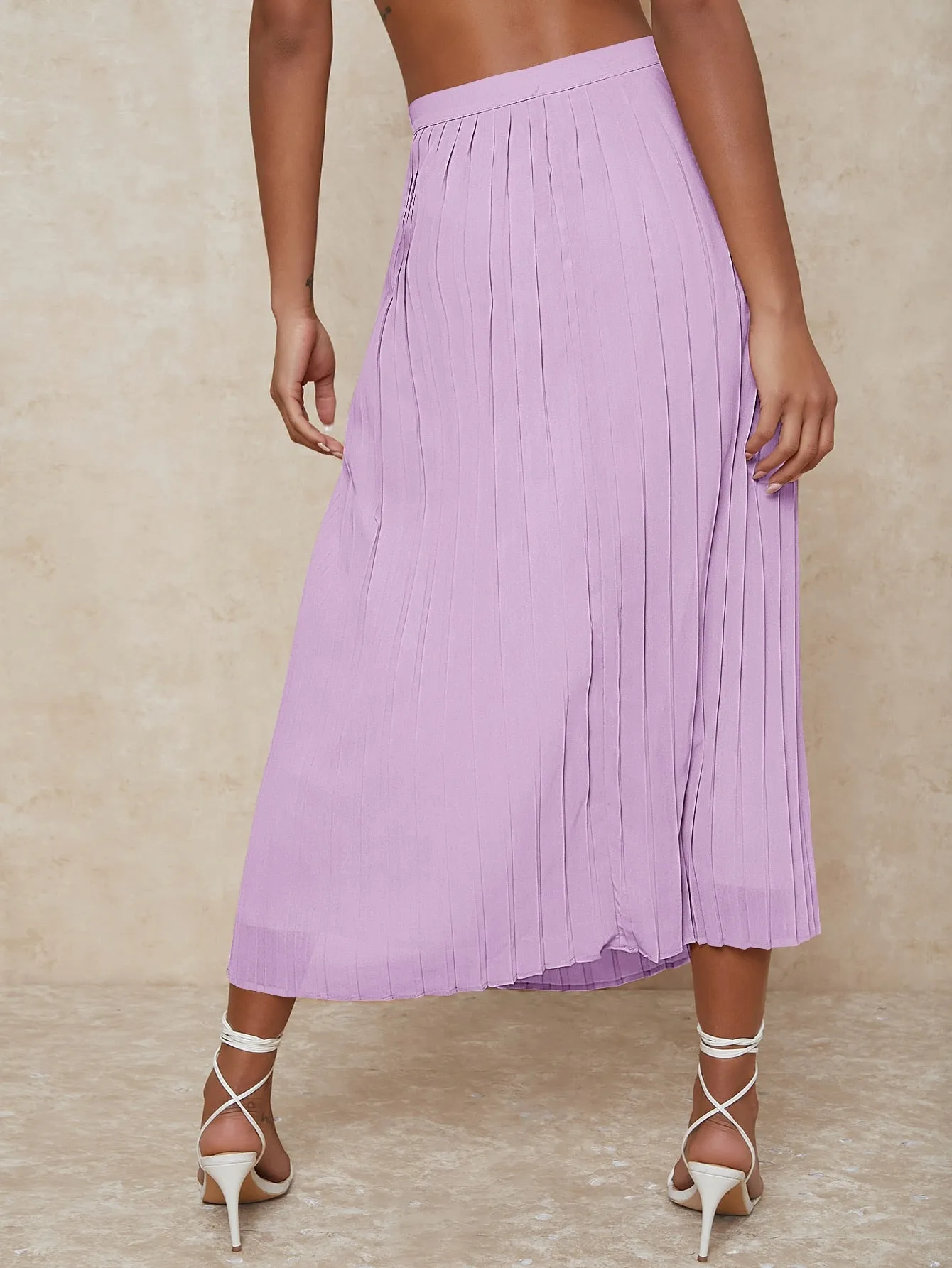 Elegant Plain Button Front High Waist Long Women Skirts