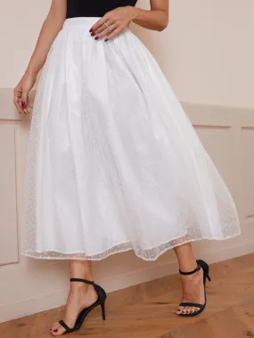 Elegant Plain Contrast Mesh High Waist Long Women Skirt