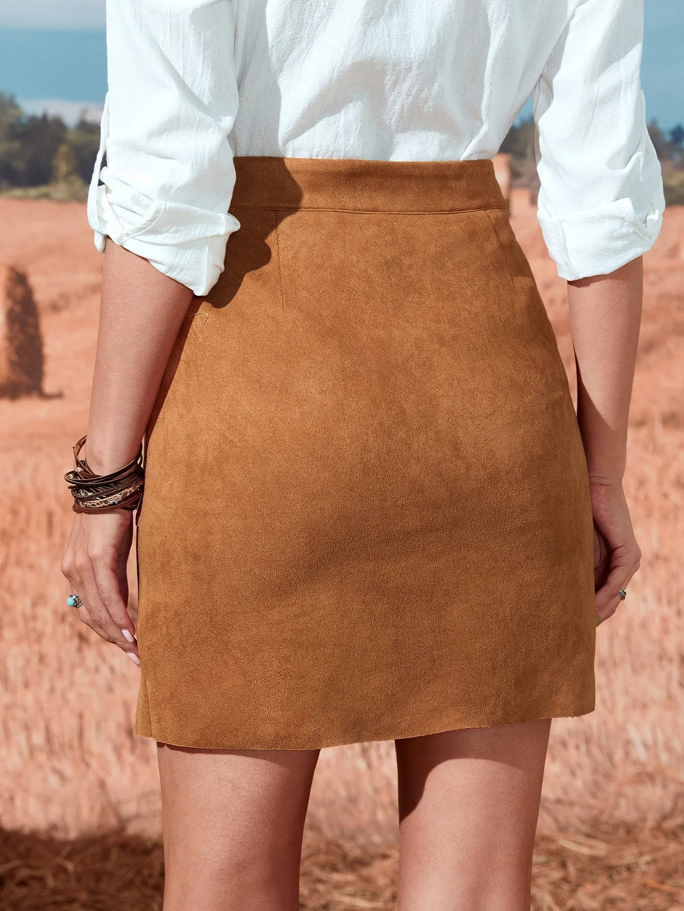 Elegant Plain Zipper High Waist Short Women Skirts