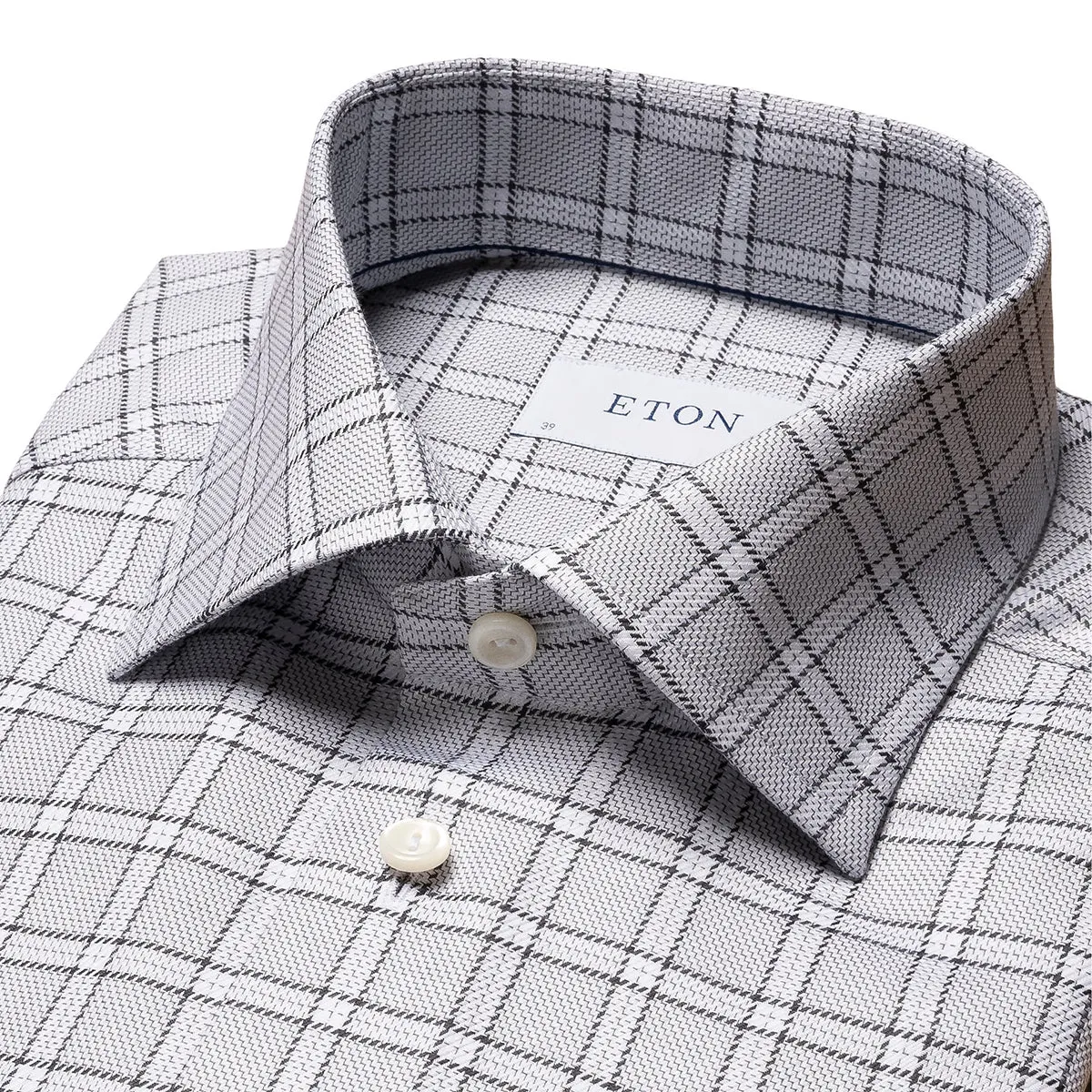 Grey Checked Signature Twill Slim Fit Shirt