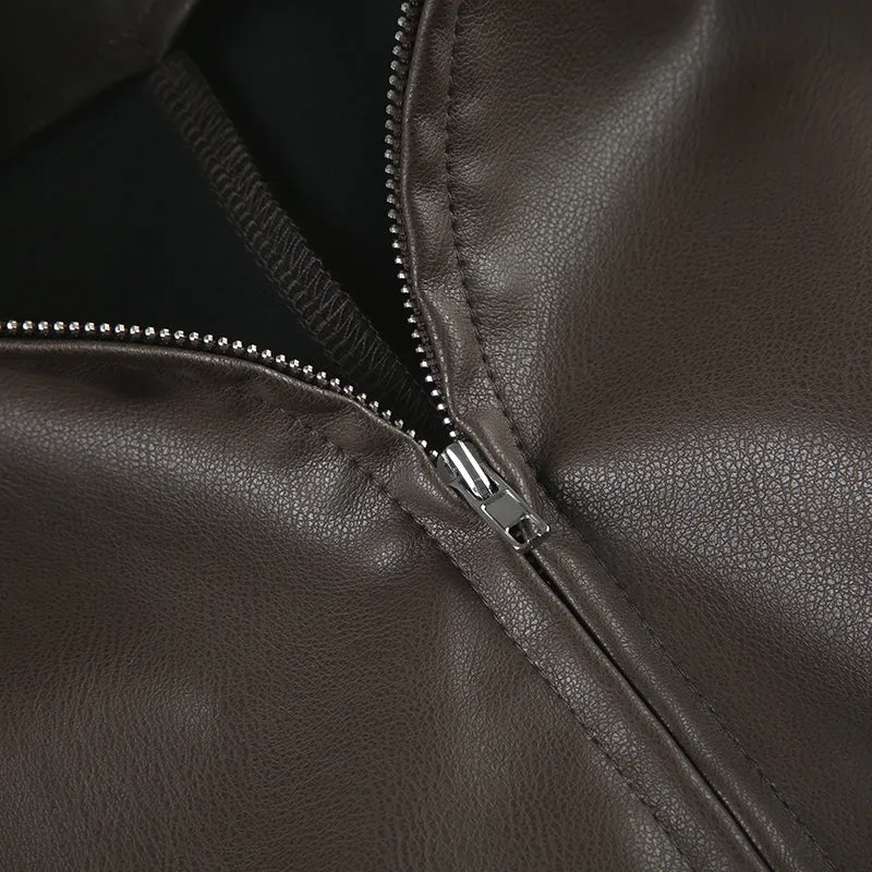 Harper Faux Leather Track Jacket