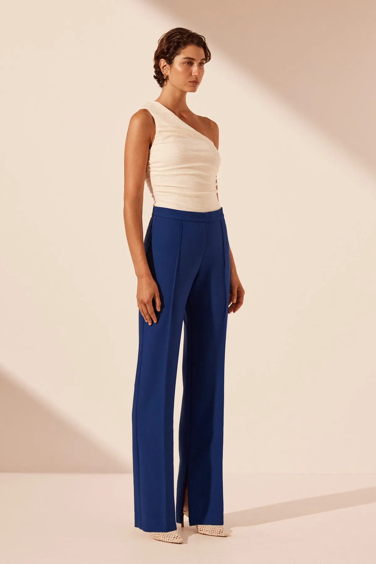 IRENA PINTUCK STRAIGHT LEG PANT - AZURE