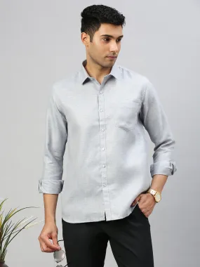 Men Cotton Blend Shirt Grey T7 CG12