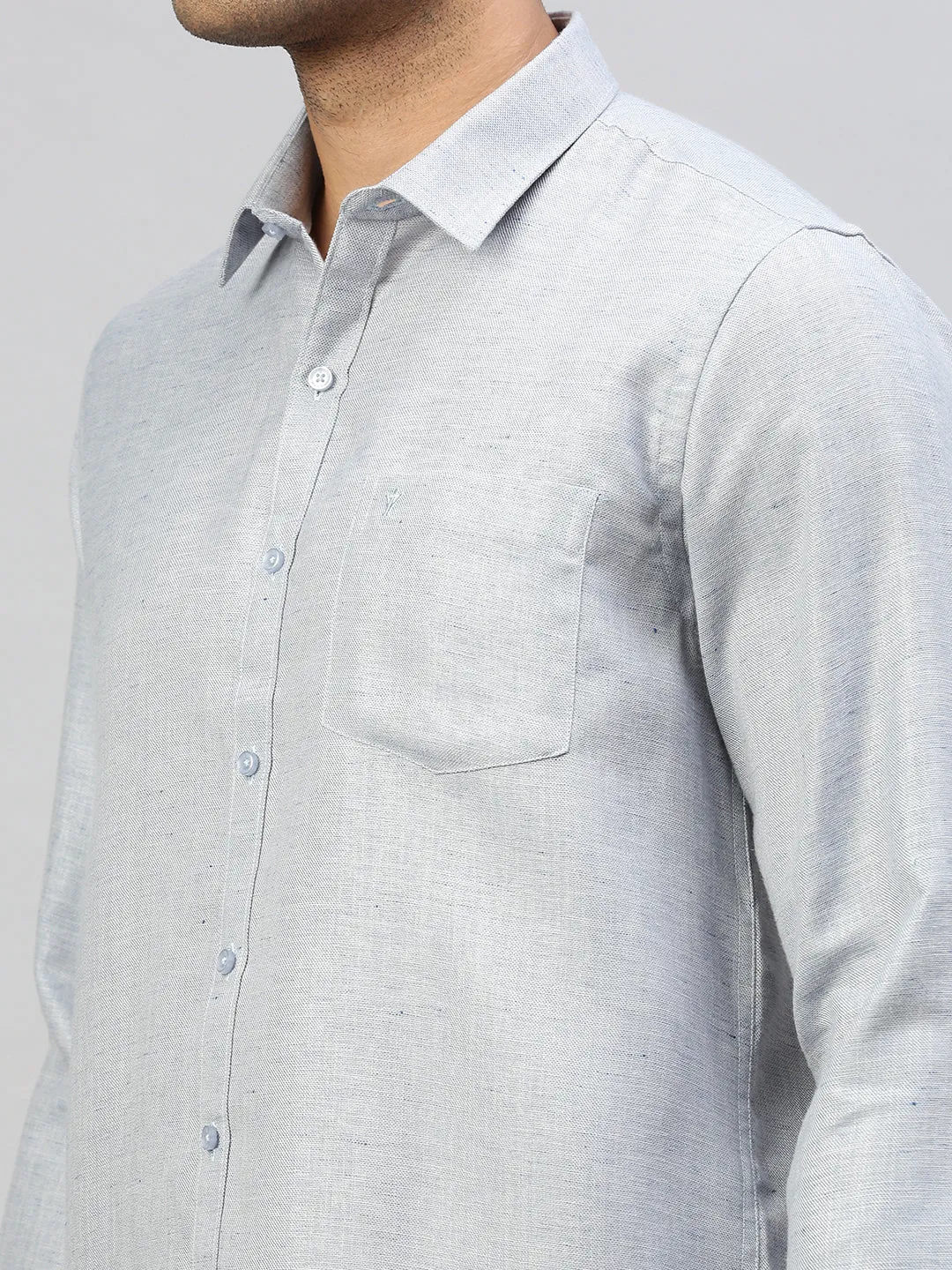 Men Cotton Blend Shirt Grey T7 CG12