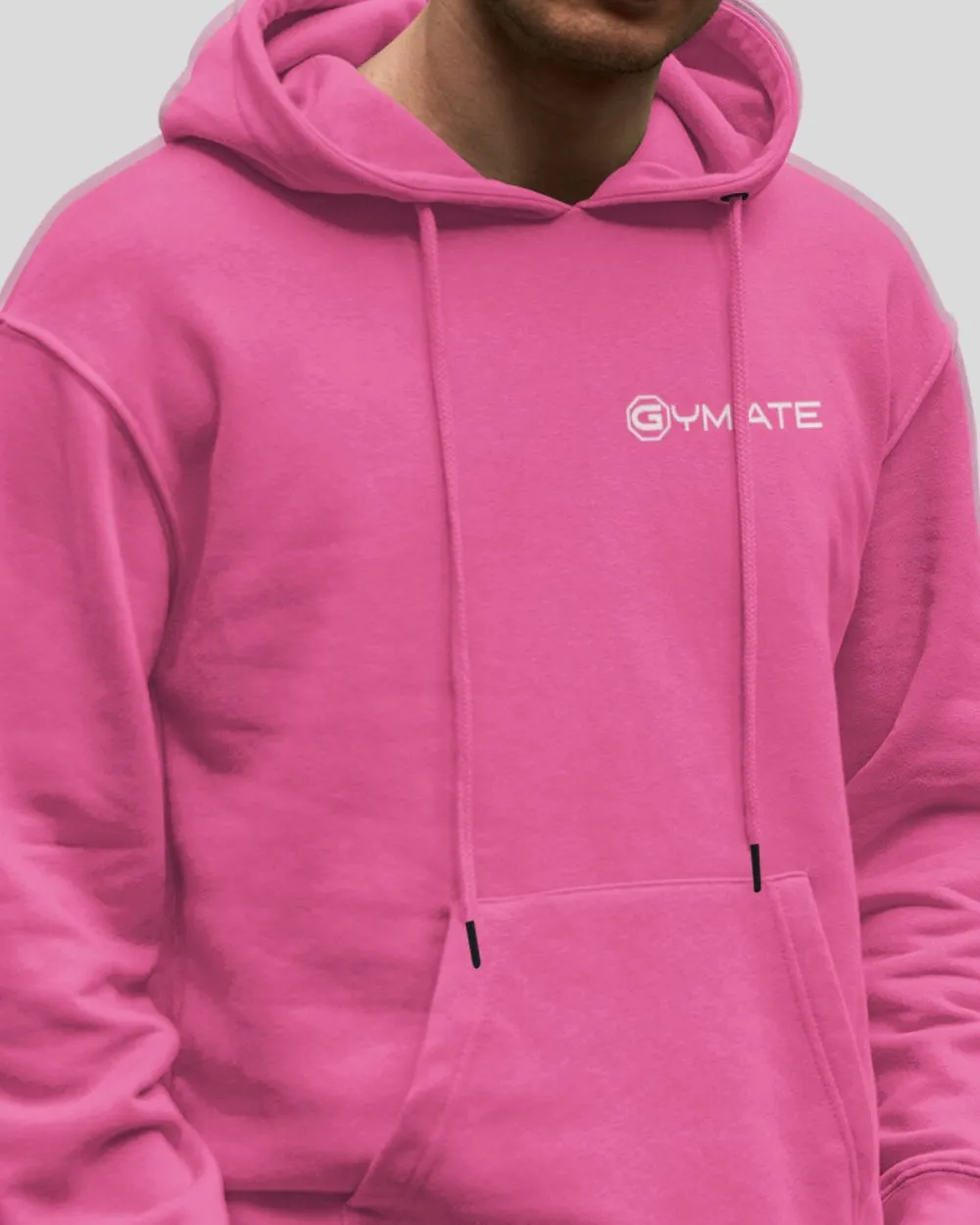 Mens Pink Hoodies Designer Gymate logo [chest]