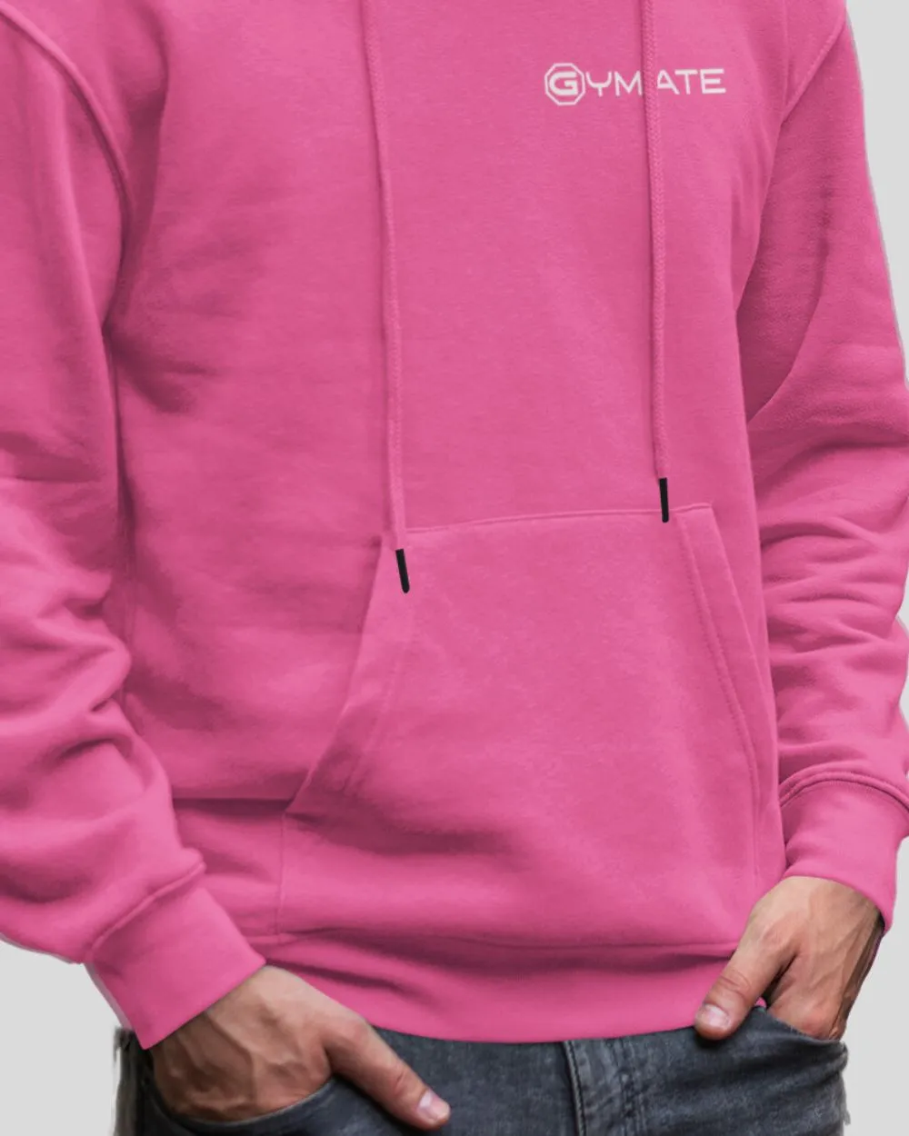 Mens Pink Hoodies Designer Gymate logo [chest]