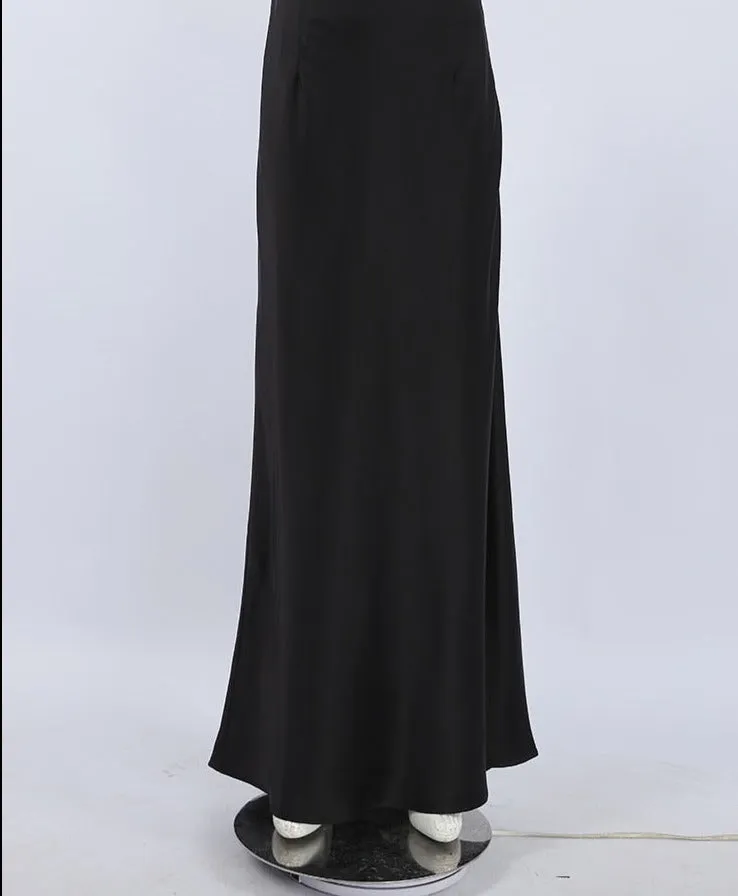 New Elegant Satin Black Trumpet Skirts