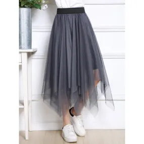 Niche Mesh Dress Stretchable Elastic Waist Flare Skirt