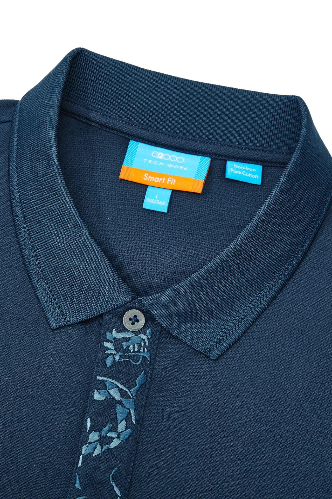 Non-Iron Pure Cotton Placket Embroidery Polo