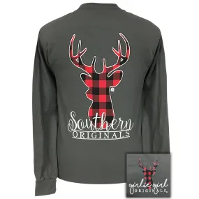 Plaid Deer Charcoal LS