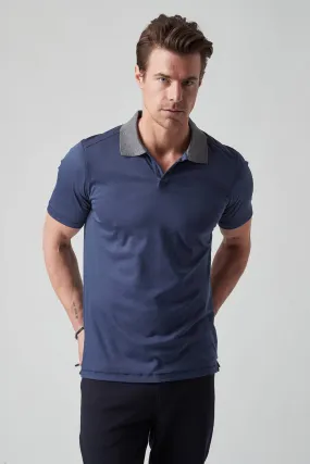 Raffi The Maverick Favorite Ribbed Johnny Collar Polo RW21776  | Midnight| Aqua Collection