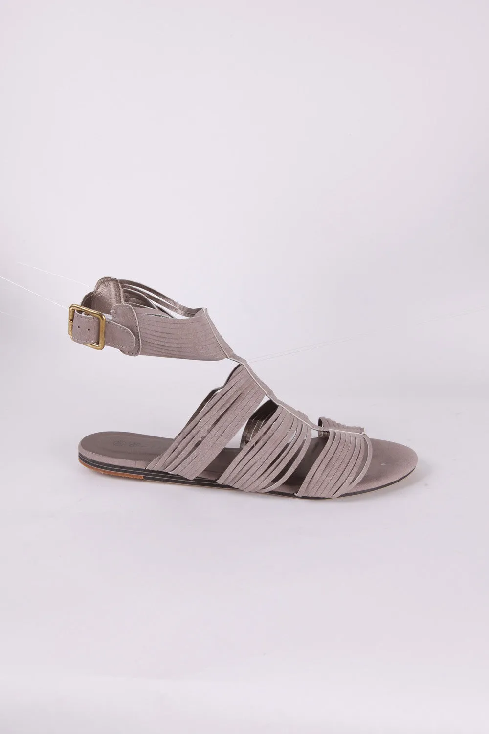 Slashed Style Leather Look Sandal