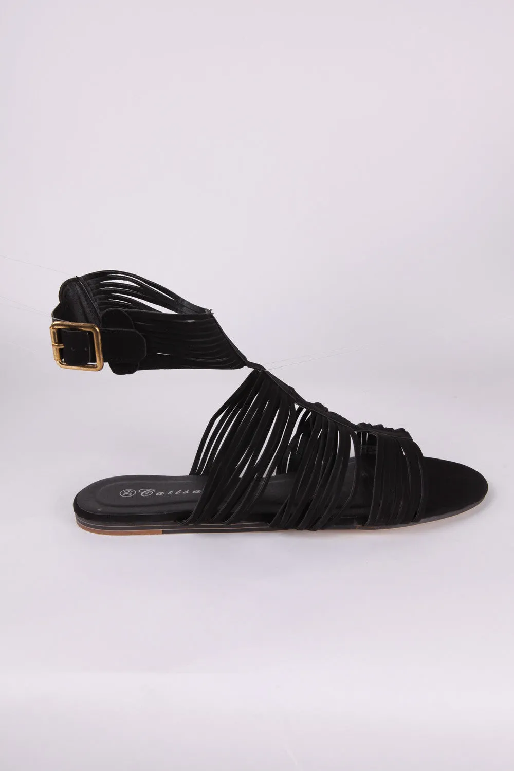 Slashed Style Leather Look Sandal