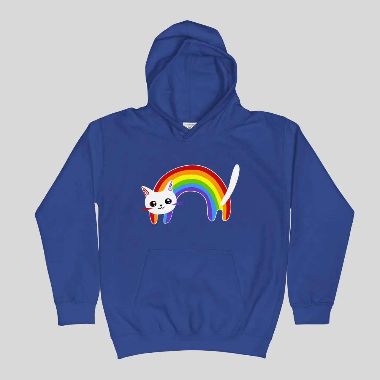 SOFT FLEECE HOODIE - PRINTED RAINBOW CAT