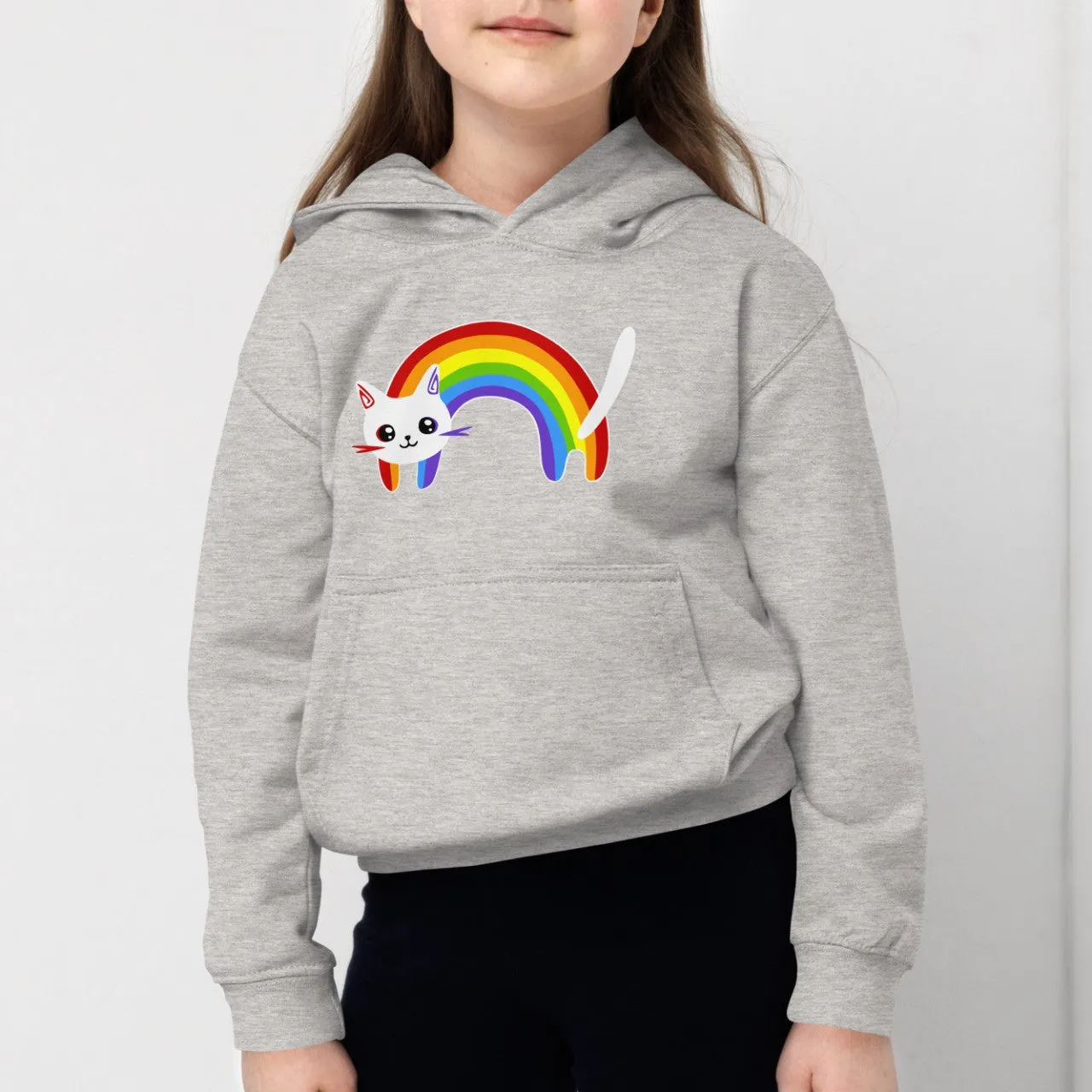 SOFT FLEECE HOODIE - PRINTED RAINBOW CAT