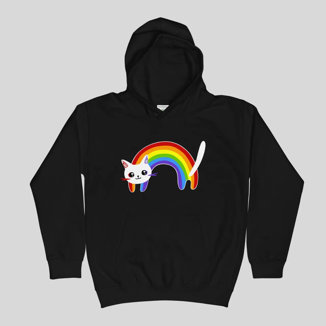 SOFT FLEECE HOODIE - PRINTED RAINBOW CAT