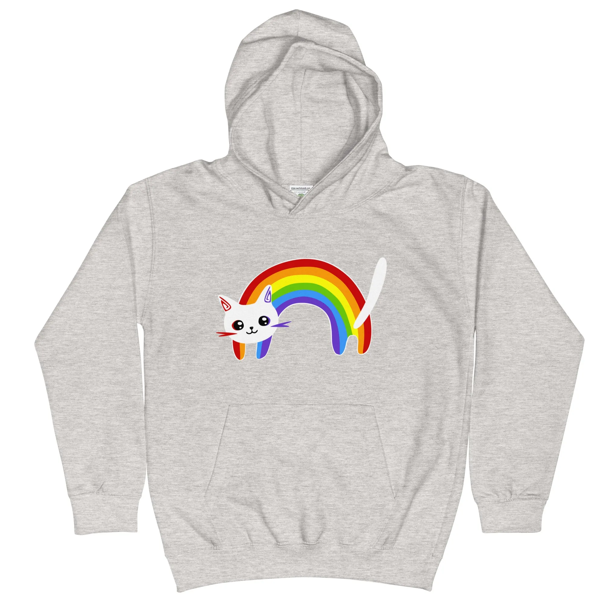 SOFT FLEECE HOODIE - PRINTED RAINBOW CAT