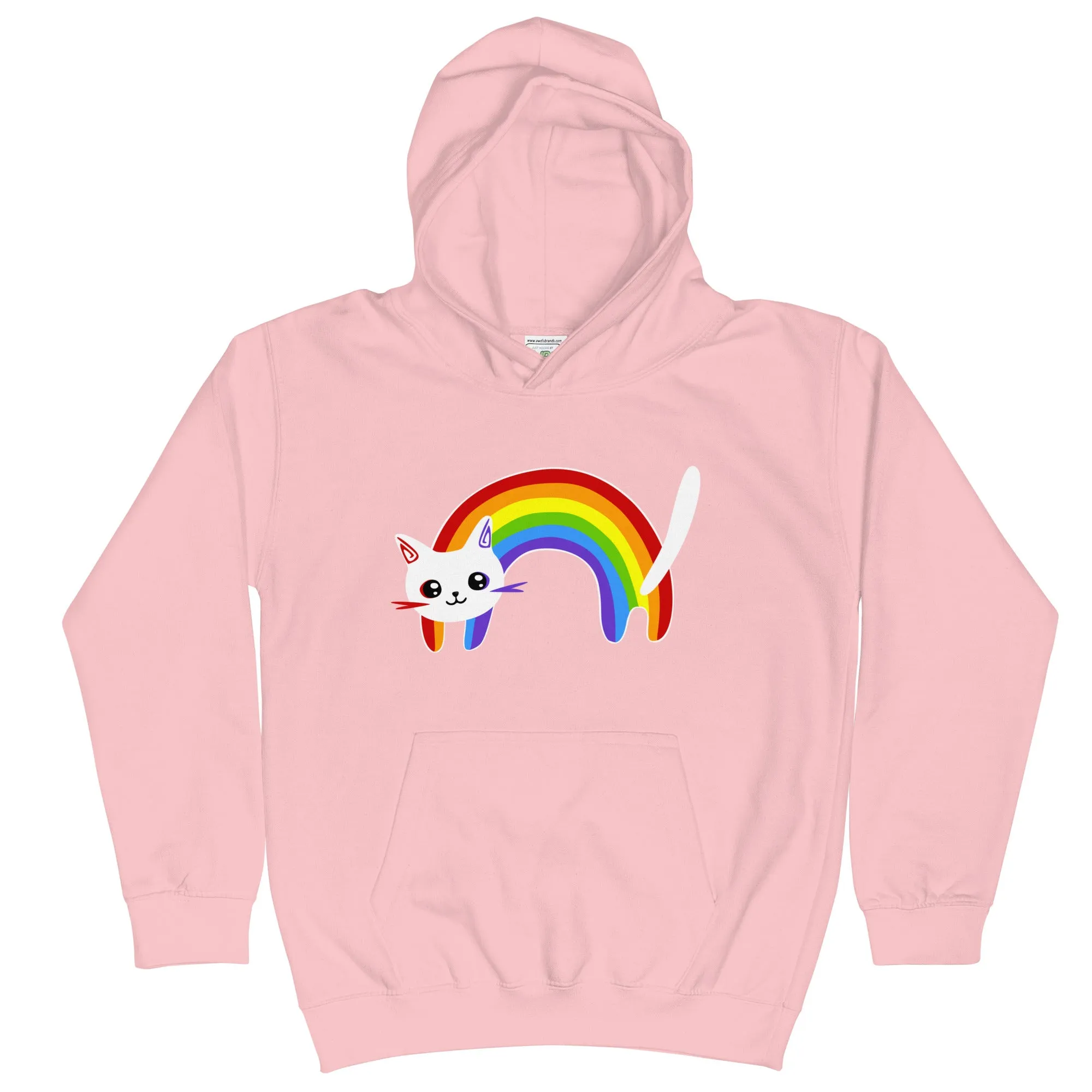 SOFT FLEECE HOODIE - PRINTED RAINBOW CAT