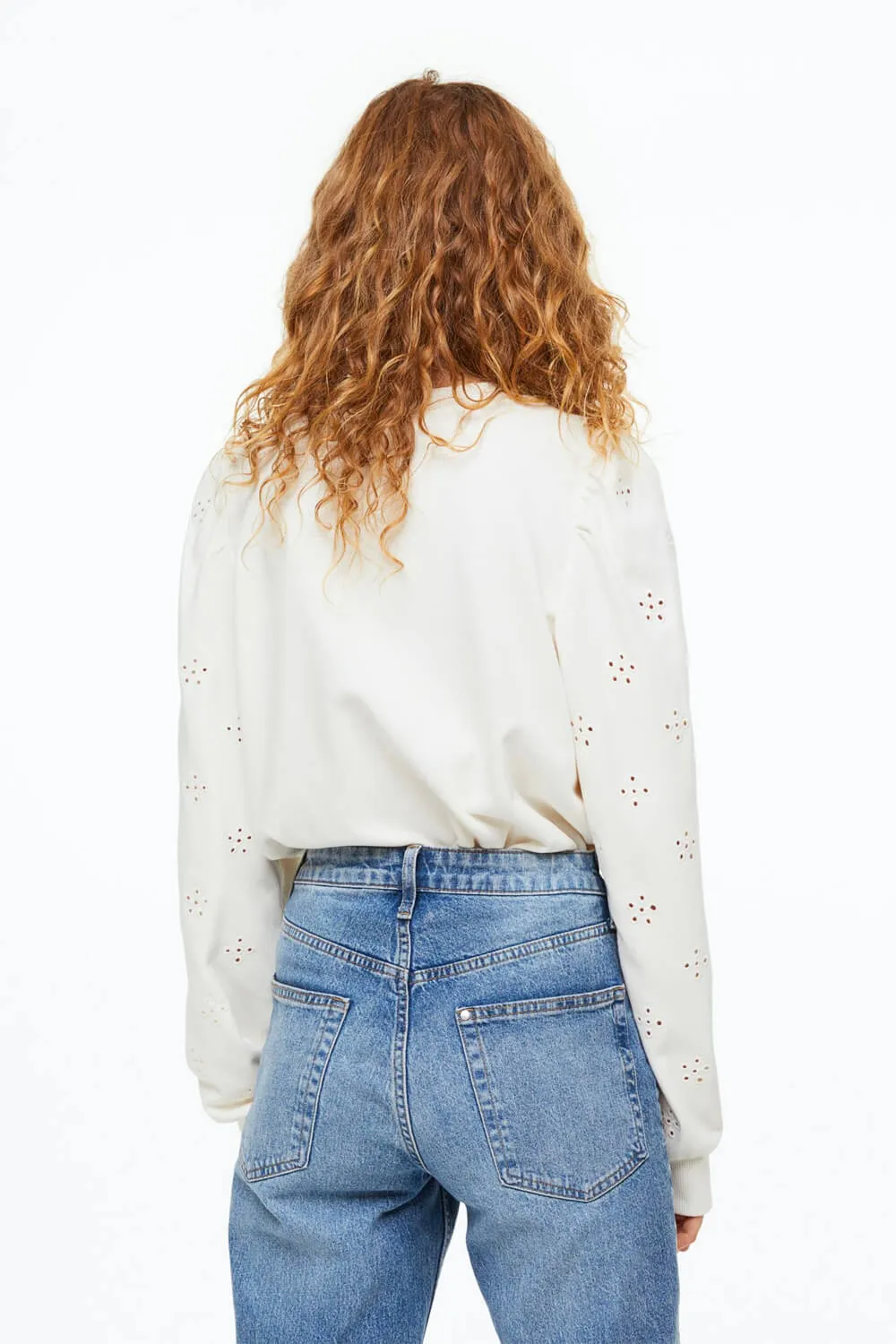 Sweatshirt with Eyelet Embroidery