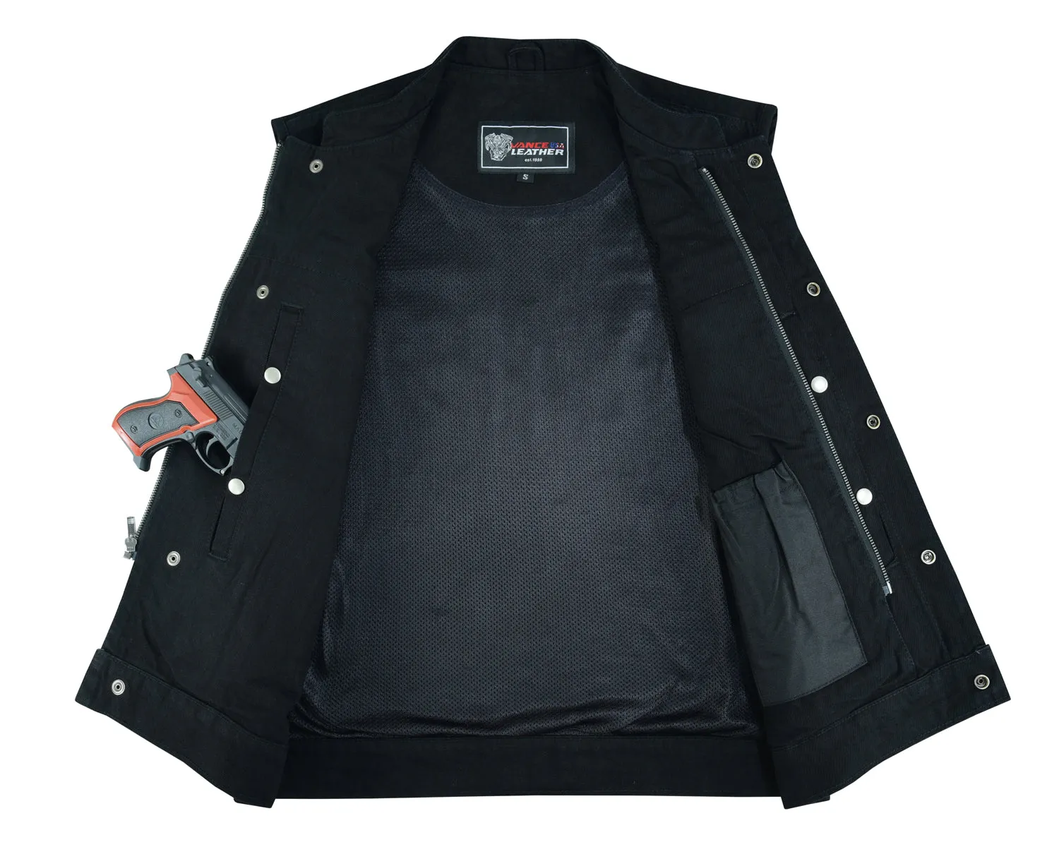 VB914BK Denim Club Vest in Black