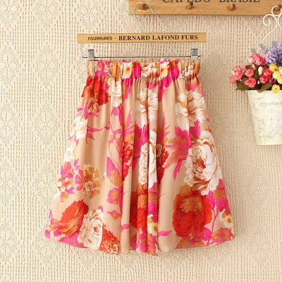 Women Summer Korean Chiffon Skirt Student All-Matching High Waist Flare Pleated Skirt